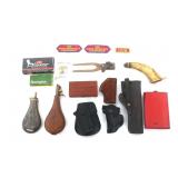 POWDER FLASKS, HOLSTERS, AMMUNITION, & MORE