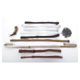 SLINGS, POWDER HORN, MINIE AND MUSKET BALLS