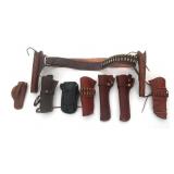 LEATHER REVOLVER HOLSTERS, BELT, & AMMUNITION