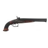 BELGIAN DOUBLE BARREL 12 GA PERCUSSION PISTOL