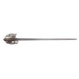 EARLY 18th C. SCOTTISH BASKET HILT BROADSWORD