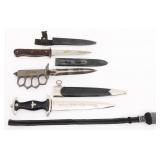 REENACTOR GERMAN SS DAGGER, US 1918 TRENCH KNIFE