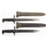 WWII US ARMY M1 BAYONETS WITH SCABBARDS