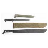 WWII - COLD WAR US M1 BAYONET & SWI MACHETE