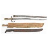 FRENCH M1866 CHASSEPOT BAYONET & USN MkII MACHETE