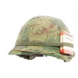VIETNAM WAR US M1 HELMET W/ GRAFFITI & CIGARETTES