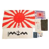 WWII IMPERIAL JAPANESE FLAGS, BAGS & PASSPORT