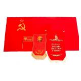 COLD WAR SOVIET UNION FLAG AND LENIN BANNERS