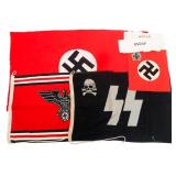 REENACTOR WWII GERMAN SS, NSKOV FLAGS & ARMBANDS