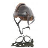 WWII GERMAN LUFTWAFFE SSK 90 HELMET & GOGGLES