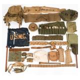 WWII US ARMED FORCES FIELD GEAR & USMC FLAG