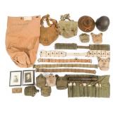 WWI - WWII US ARMED FORCES FIELD GEAR & HELMET