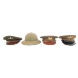 WWII US AAF CADETS VISOR CAPS & PITH HELMET