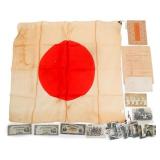 WWII JAPANESE ARMY FLAG & PHOTO GROUPING