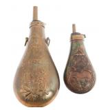 CONTEMPORARY PRODUCTION BRASS POWDER FLASKS