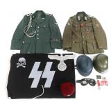 REENACTOR WWII GERMAN TUNICS, HELMETS, & FLAGS