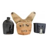 WWII USMC BLACK ENAMEL CANTEEN WITH CUP & COVER