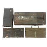 WWII GERMAN 7.5cm KwK CANNON & M42 AMMUNITION CANS
