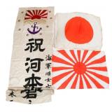 WWII IMPERIAL JAPANESE SHUSSEI NOBORI & FLAGS