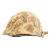 WWII USMC M1 COMBAT HELMET WITH FROGSKIN COVER