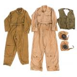 WWII US AAF FLIGHT HELMETS, FLIGHT SUITS & C1 VEST