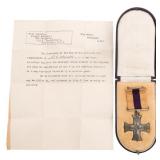 WWI BRITISH MILITARY CROSS WITH ATTRIBUTED LETTER