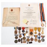 WWI US NAMED FRATERNITY & NATIONAL GUARD MEDALS