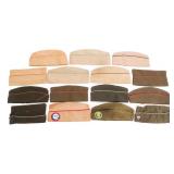 WWII US ARMY KHAKI COTTON & WOOL GARRISON CAPS
