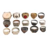 WWII US ARMED FORCES SWEETHEART RINGS & WATCH
