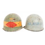 WWII US ARMY PAINTED M1 COMBAT HELMETS