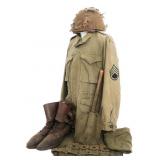 WWII US ARMY M1943 COMBAT UNIFORM SET & M1 HELMET
