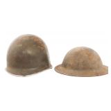 WWII US EARLY M1 & 89th DIV M1917 COMBAT HELMETS