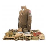 WWII US ARMY MEDIC TUNIC & FIELD GEAR GROUPING