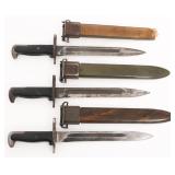 WWII US ARMY M1 BAYONETS WITH SCABBARDS