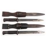 WWII GERMAN K98 COMBAT BAYONETS WITH SCABBARDS