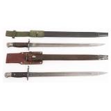 WWI US M1917 & UK P1907 BAYONETS WITH SCABBARDS