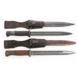 WWII GERMAN K98 COMBAT BAYONETS WITH SCABBARDS