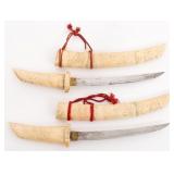 JAPANESE DECORATED BONE TANTOS