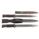 WWII GERMAN K98 COMBAT BAYONETS WITH SCABBARDS