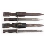 WWII GERMAN K98 COMBAT BAYONETS WITH SCABBARDS