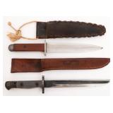 WWII THEATER MADE & M1917 MODIFIED BAYONET KNIVES
