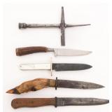 EARLY 20th C. HUNTING KNIVES & WRENCH