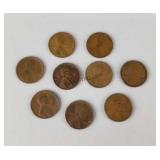 9 1912-1939 Lincoln Wheat Pennies