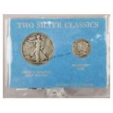 1945 Walking Liberty Half 1942 Mercury Dime Coins
