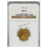 1913 5 Dollar Gold Indian Head NGC MS62