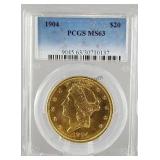 1904 20 Dollar Gold Liberty Head PCGS MS63