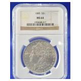 1885 Morgan Dollar NGC MS 64