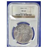 1884-O Morgan Dollar NGC MS 64