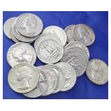 $5.00 (20) Washington Silver Quarters 1932-1964