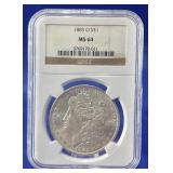 1885-O Morgan Dollar NGC MS 64